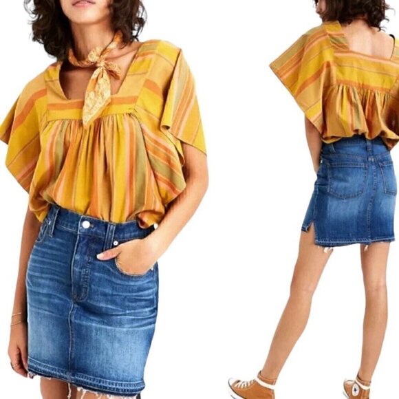 Madewell Distressed Raw Step Hem Jean Mini Skirt Women’s 30 Blue Grunge Western - Picture 1 of 8